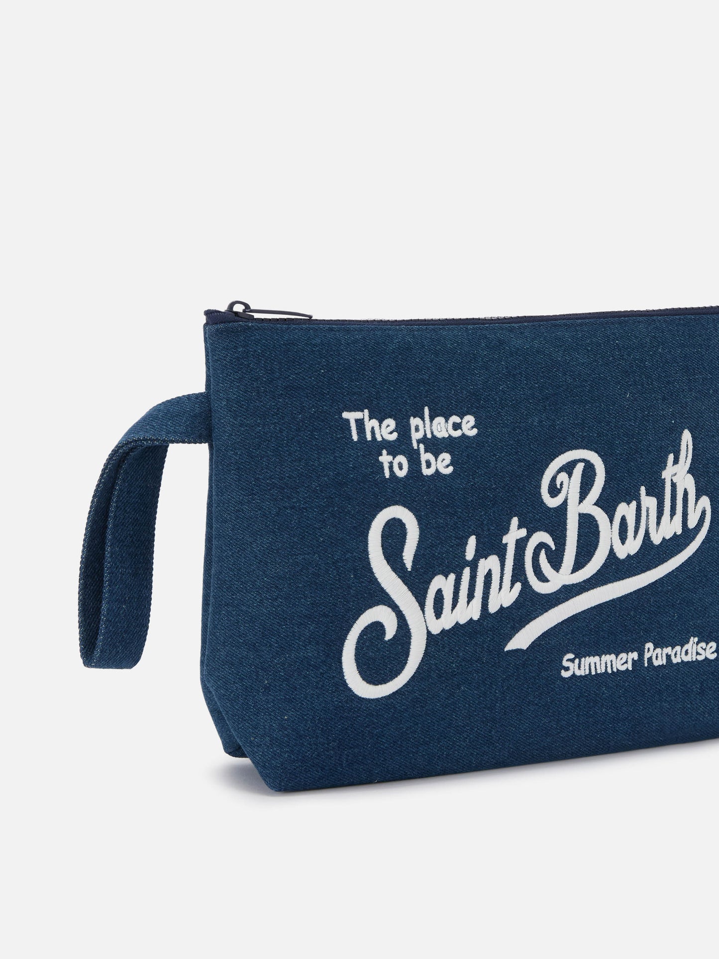 Pochette Aline in effetto denim blu scuro