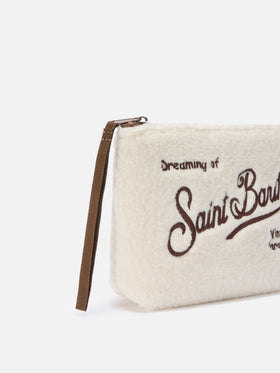 Aline Teddy Pouch in beige sherpa