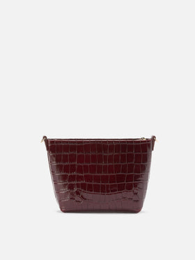 Borsa a spalla Aline Bag in pelle stampa cocco bordeaux