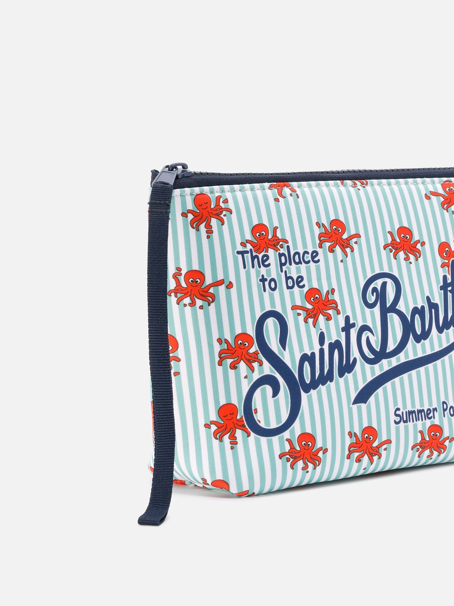 Pochette Aline in scuba a righe con stampa polipetti
