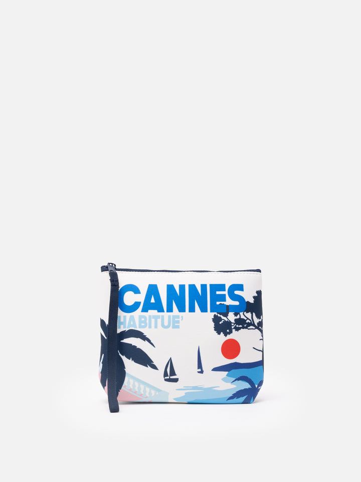 Aline Scuba-Pochette mit Cannes-Postkarten-Print