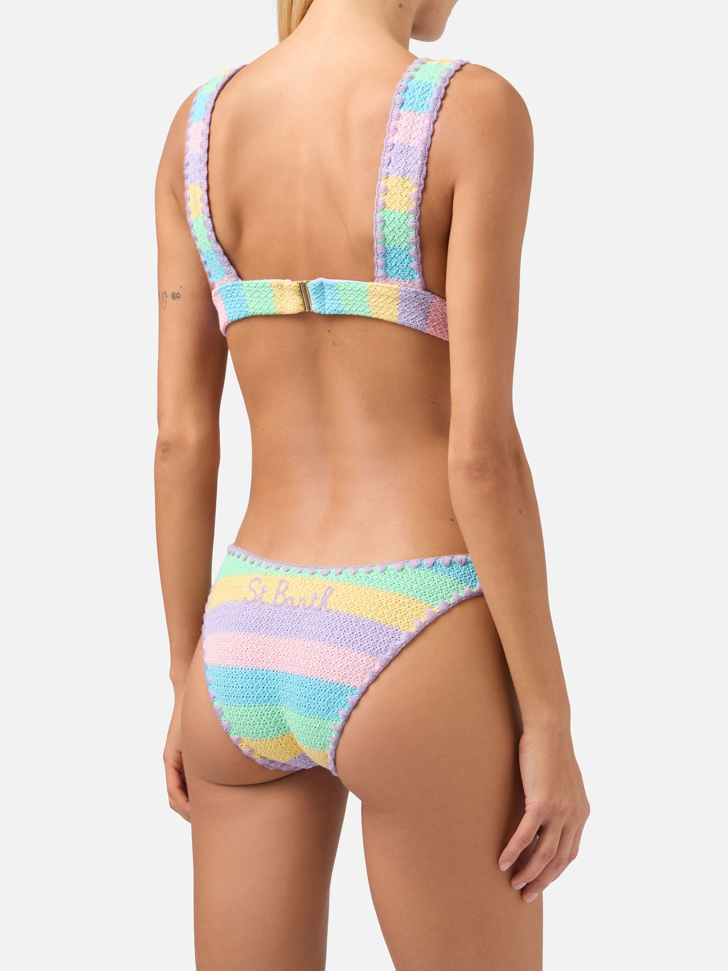 Bikini a triangolo allycia Elise in crochet a righe pastello