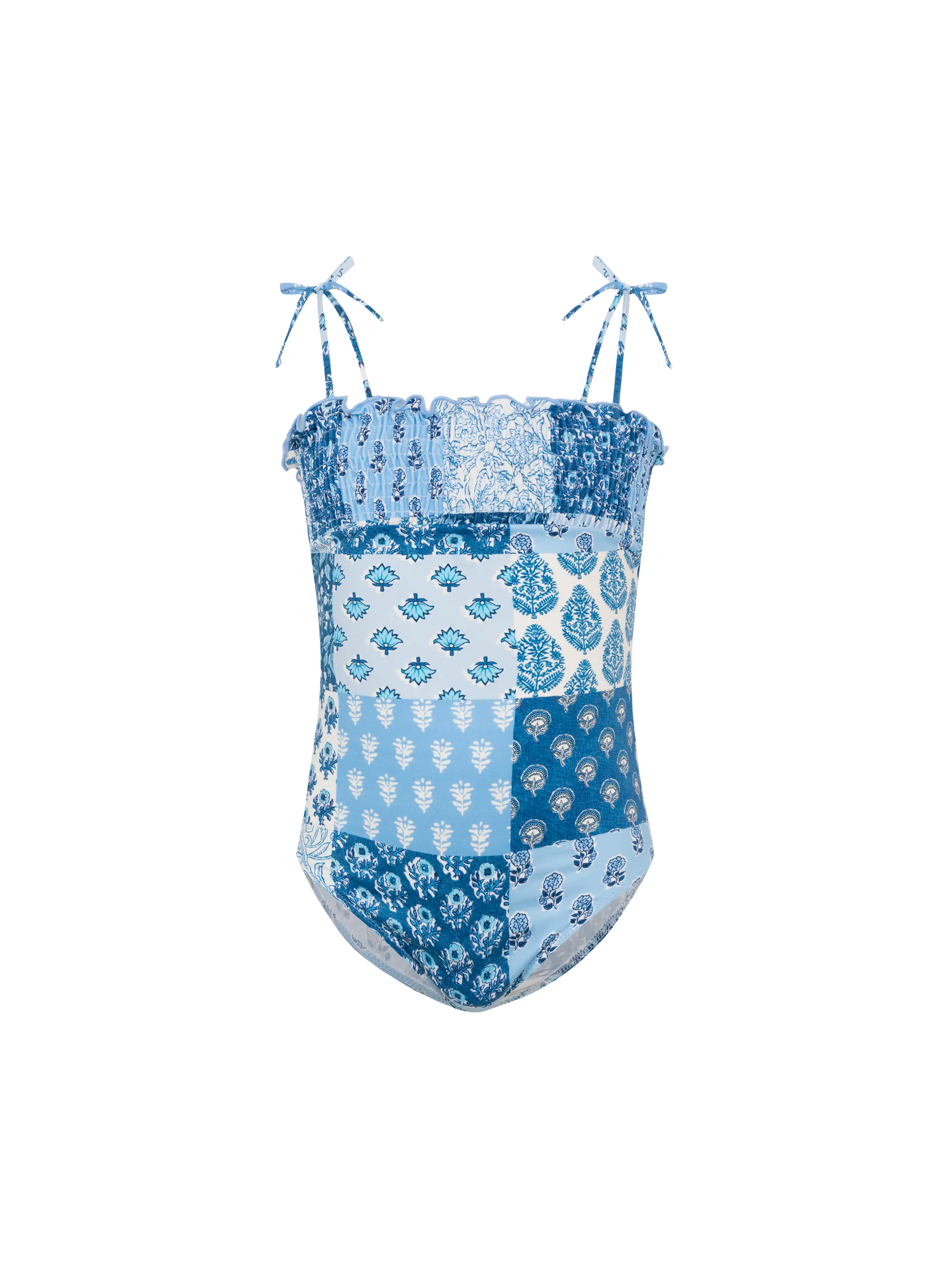 Amina one-piece swimsuit with floral patch and smocked bodice - MC2 Saint Barth