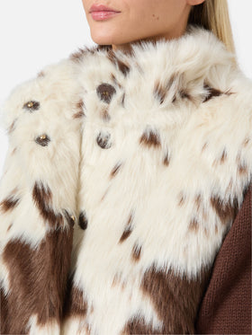 Gilet Ambre in faux fur con stampa muccata