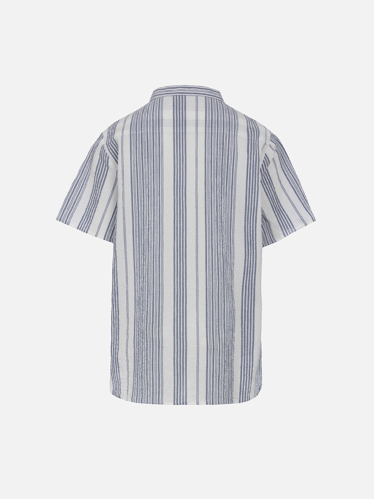 Camicia da bambino in seersucker a maniche corte con stampa a righe