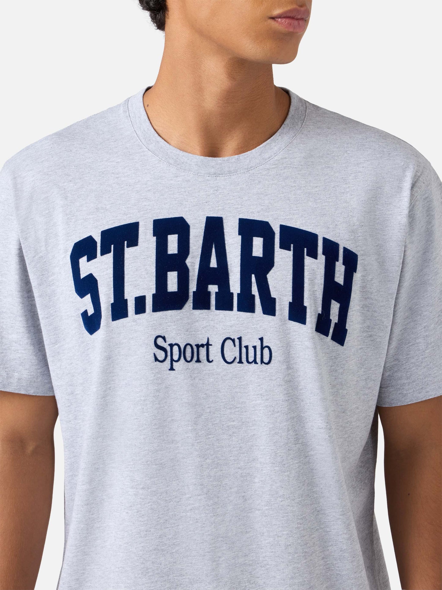 T-shirt Arnott in cotone blu con stampa flock St. Barth Sport Club