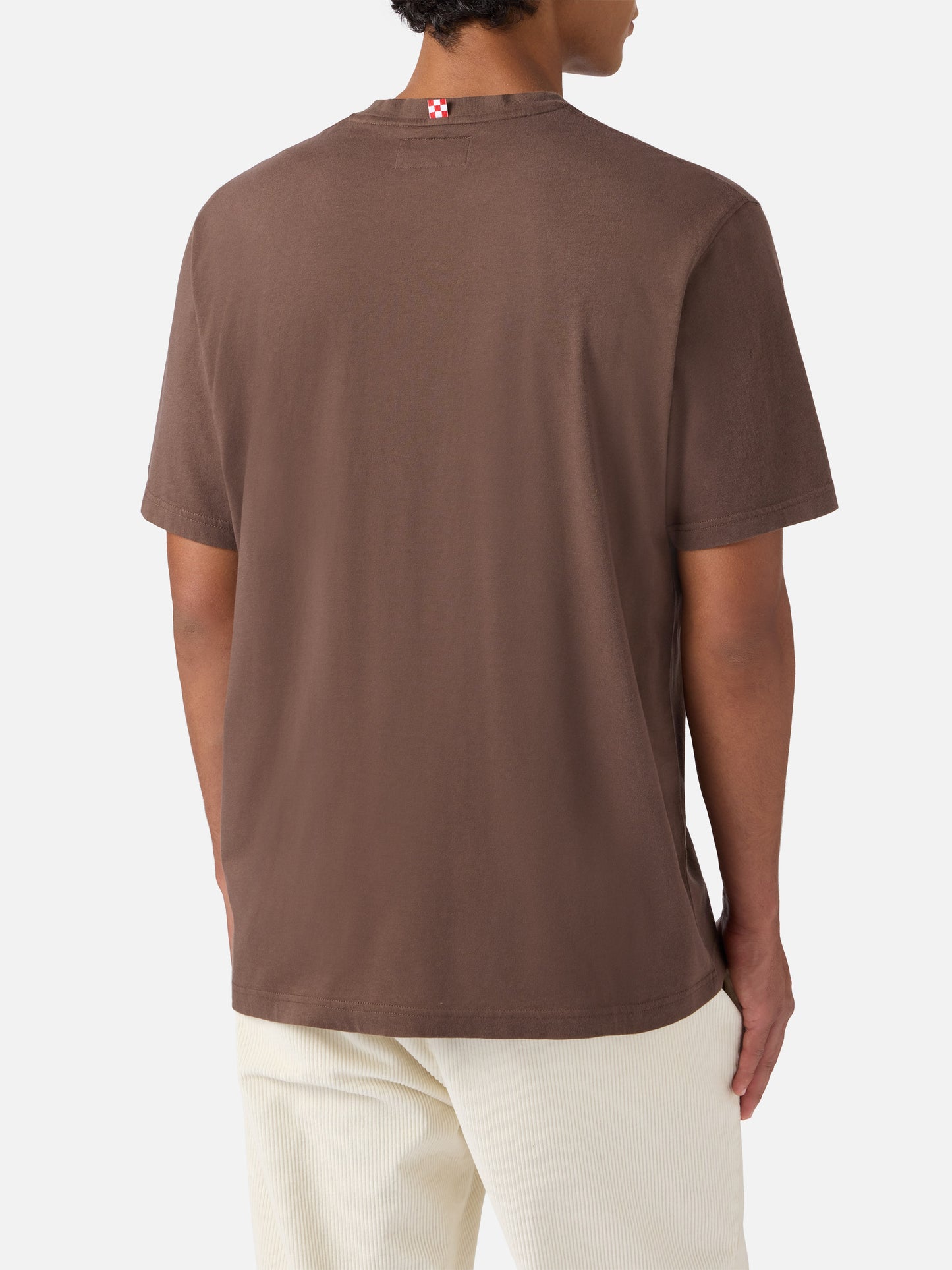 T-shirt Arnott in cotone marrone con ricamo A mari e Monti
