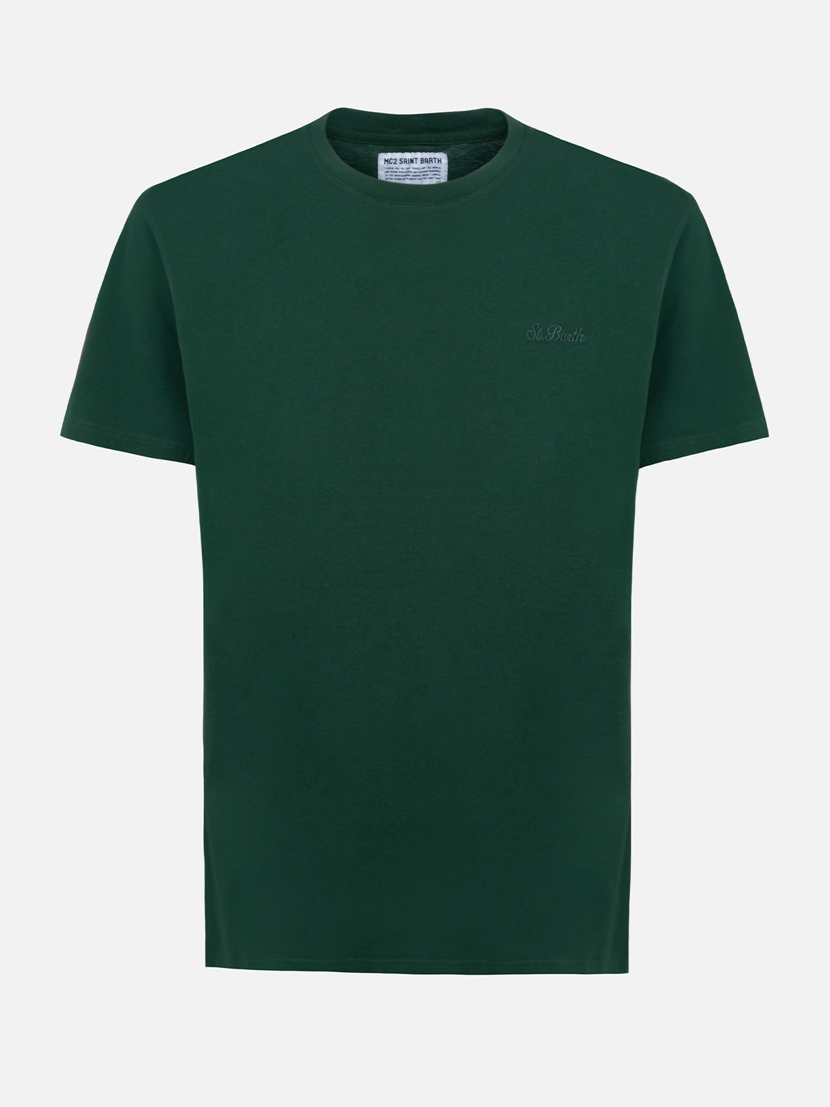 Man British green heavy cotton t-shirt Arnott with St. Barth embroidery - MC2 Saint Barth