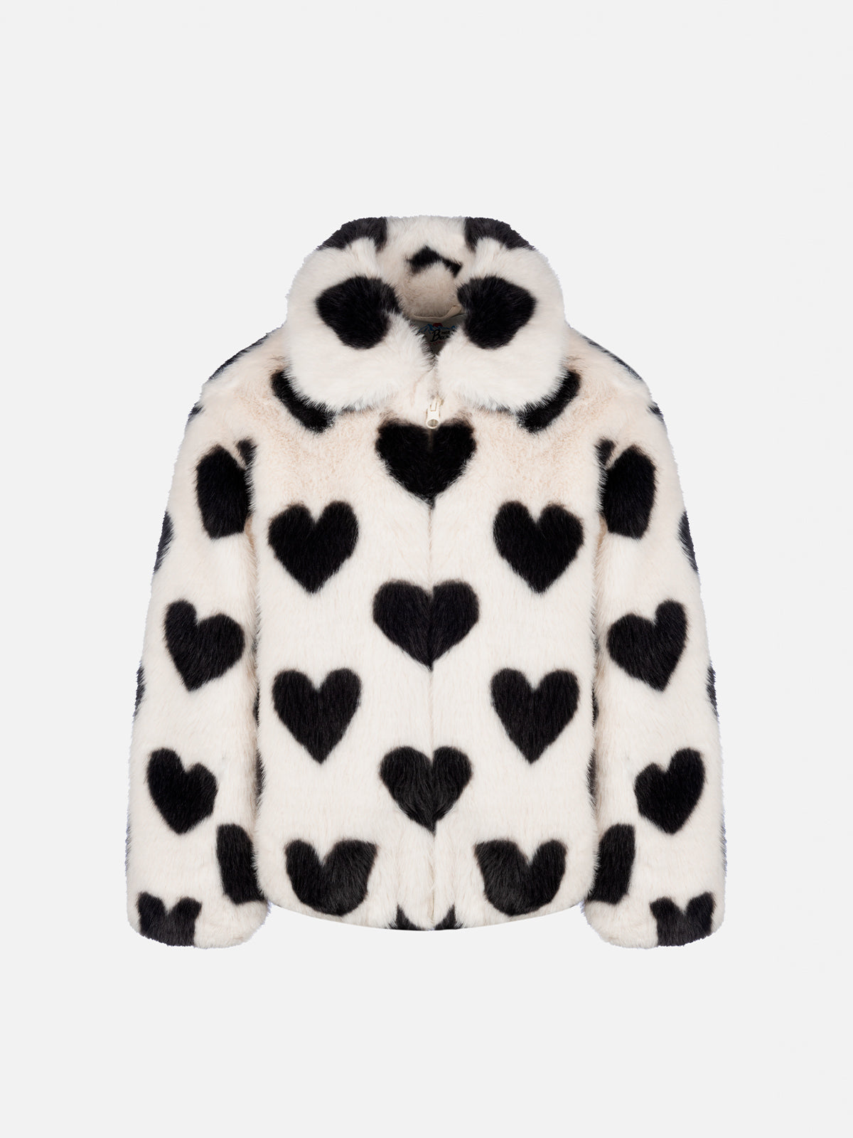 Girl faux fur jacket Aveline with heart print – MC2 Saint Barth Girl faux fur jacket Aveline with heart print – MC2 Saint Barth