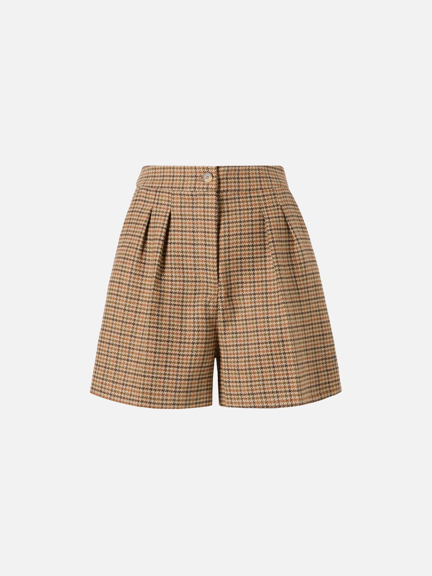 Aya shorts in houndstooth fabric with double pleats