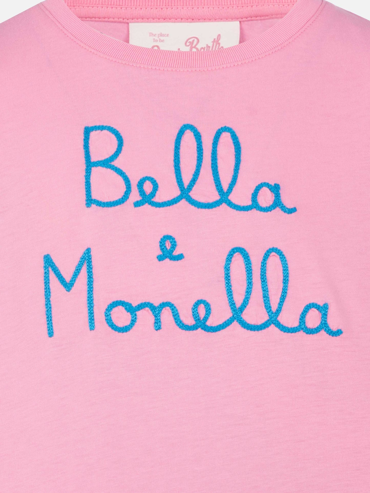 Baumwoll-T-Shirt Baby mit Volant und Bella e Monella-Stickerei