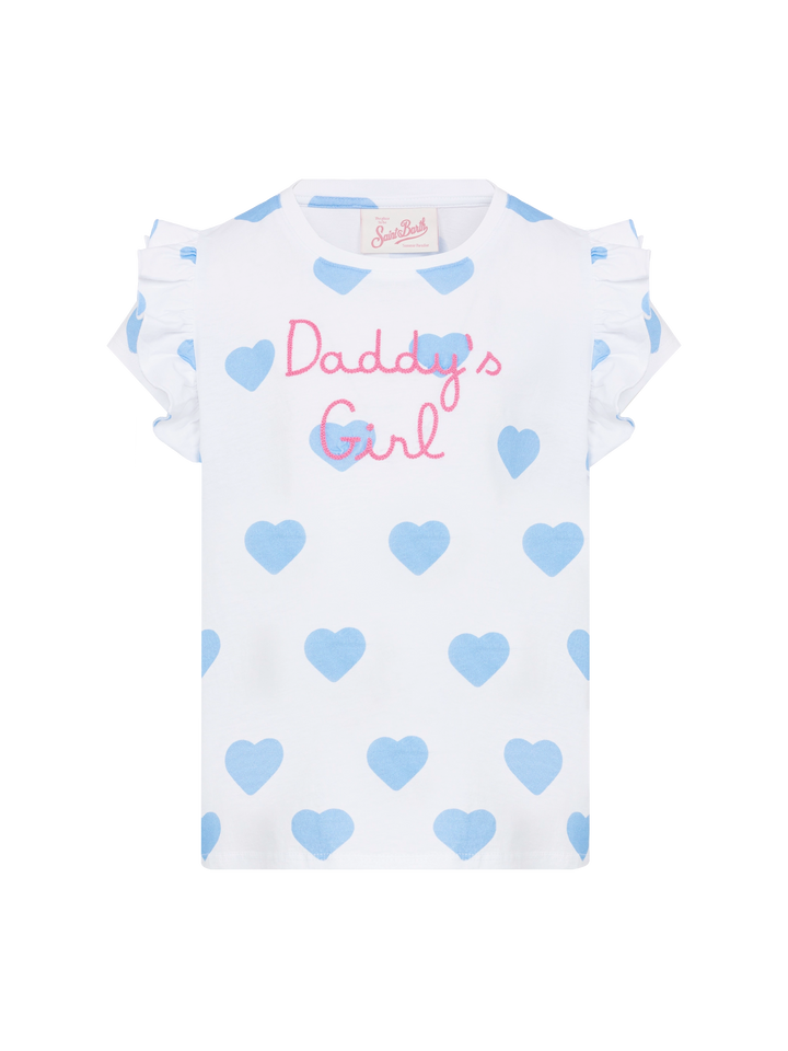 Baumwoll-T-Shirt Baby mit Volant und Papas Mädchen-Stickerei