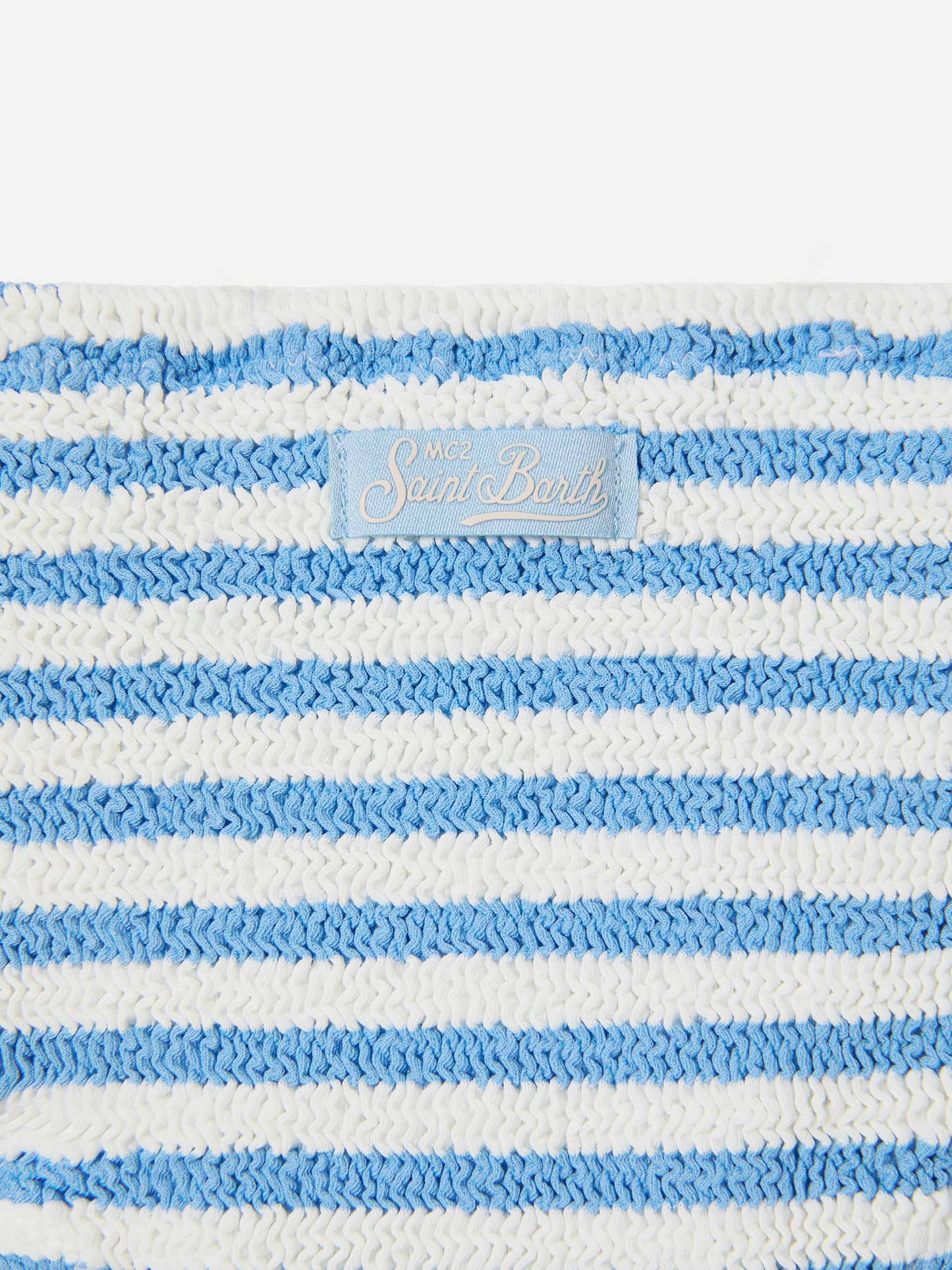 Baker crinkle bikini with blue stripes