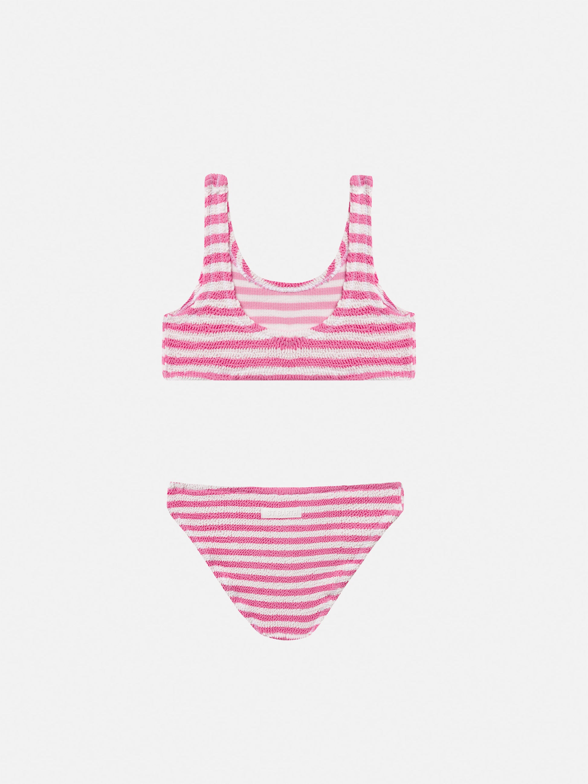 Pink striped crinkle classic bralette bikini Baker - MC2 Saint Barth