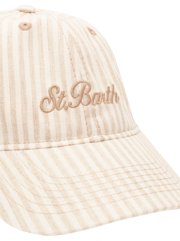 Baseball beige striped cotton linen cap - MC2 Saint Barth