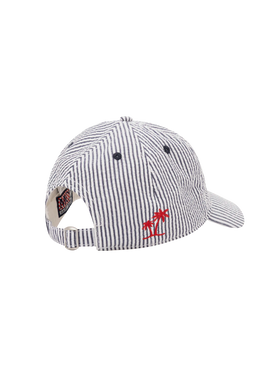 Baseball navy blue striped seersucker cap - MC2 Saint Barth