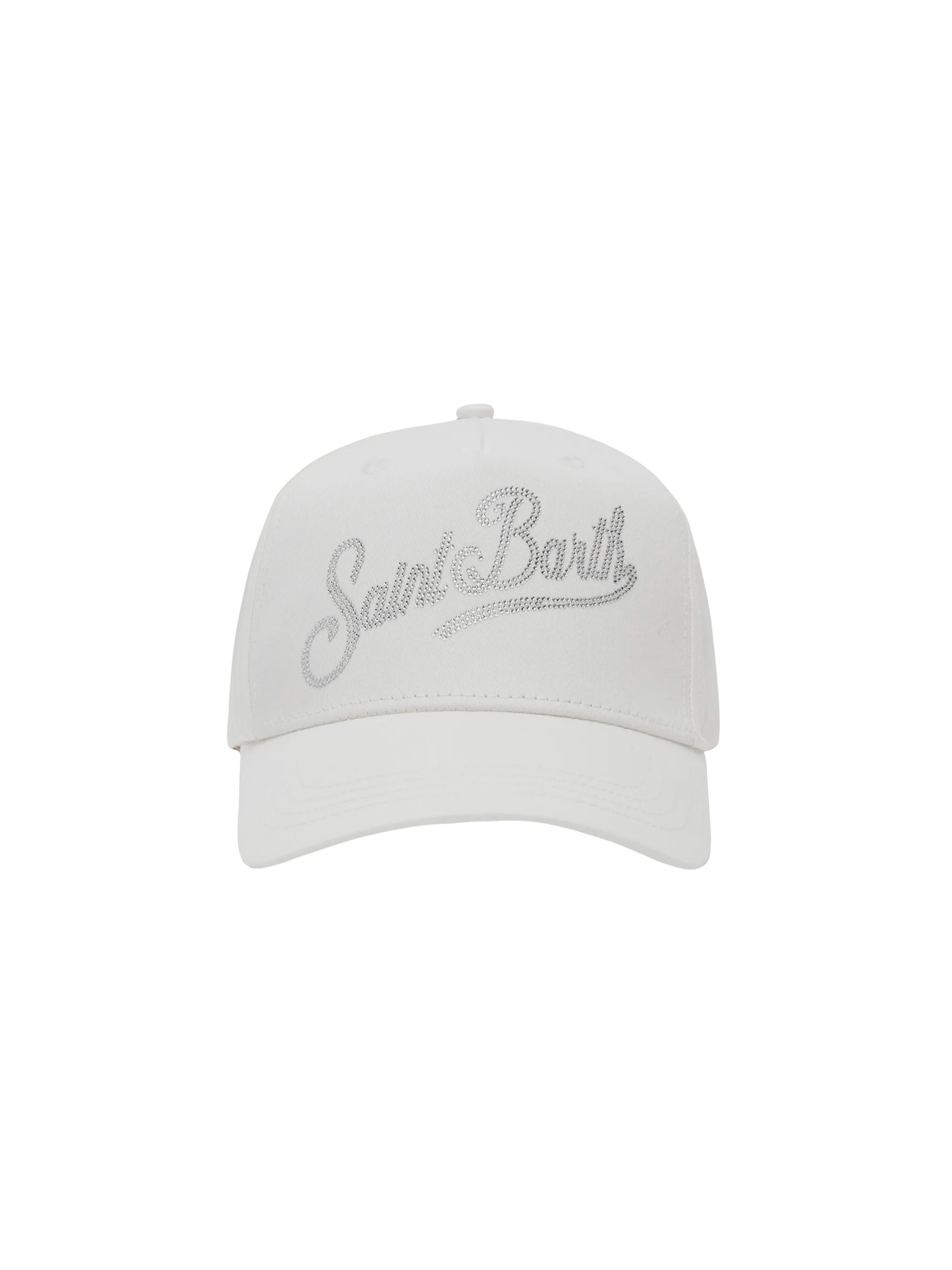 Baseball white cotton cap with rhinestones - MC2 Saint Barth