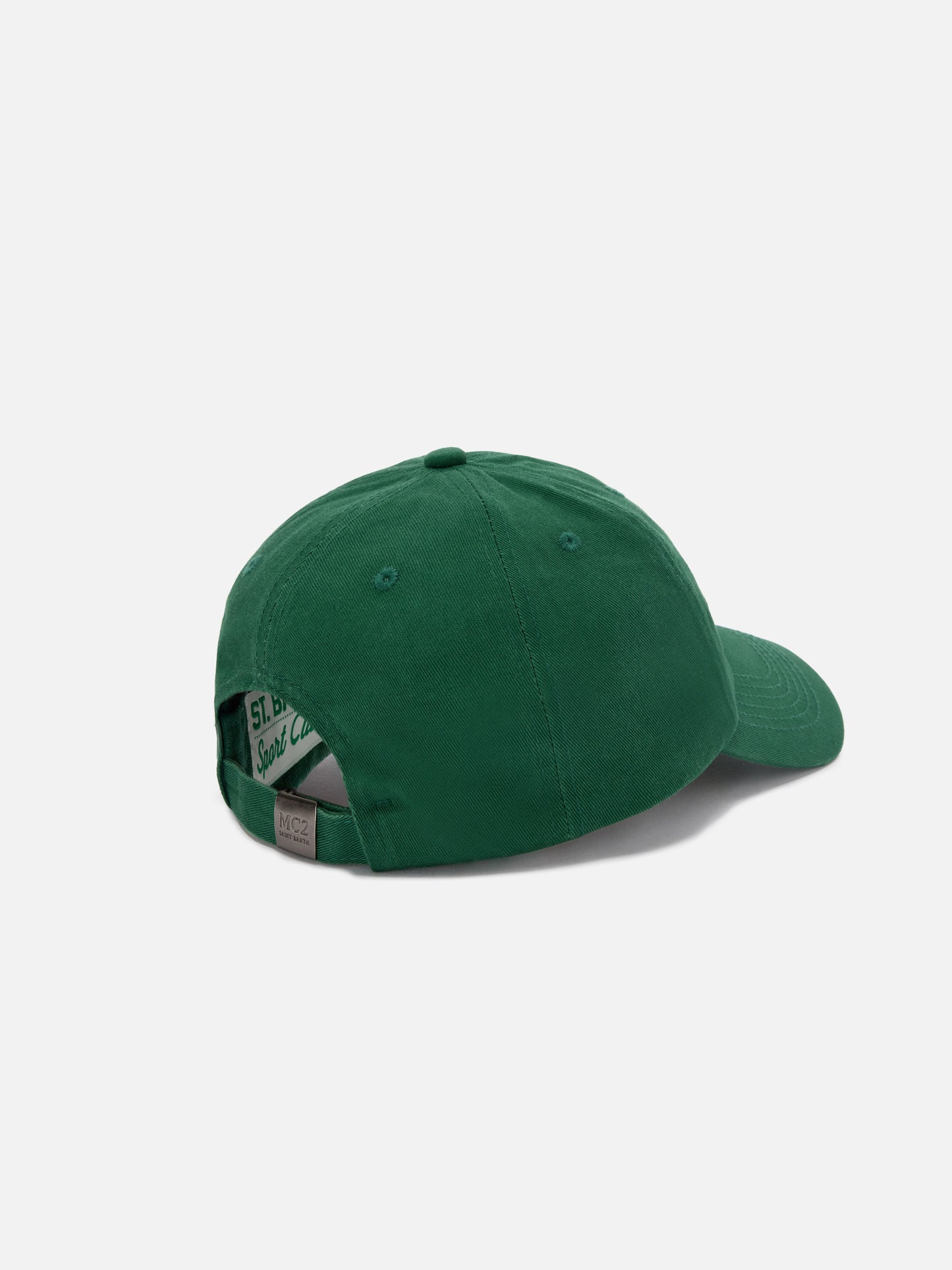 Baseball cap with visor in green cotton with embroidered Tennis Crew