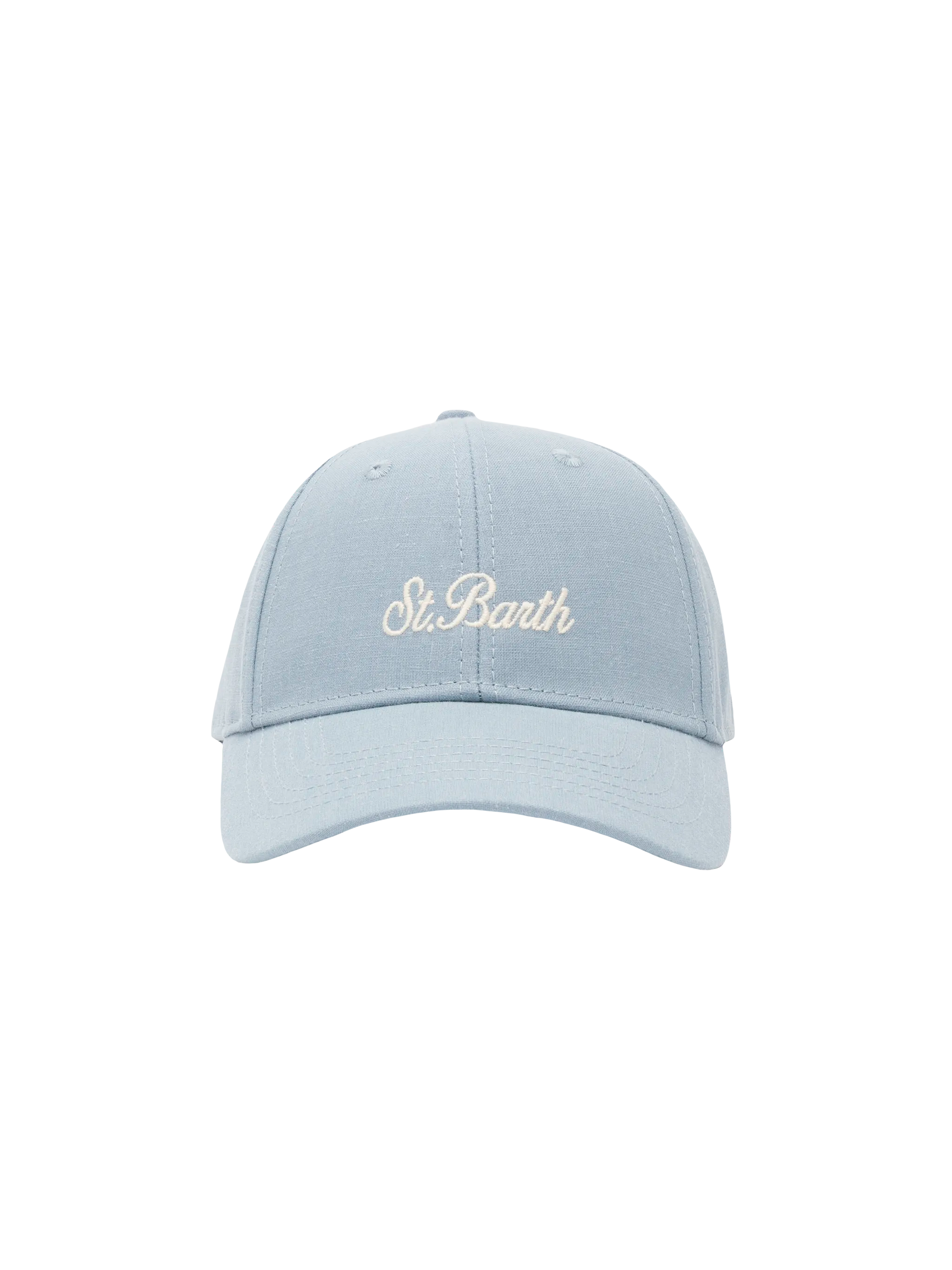 Light blue linen ball cap Baseball Jr with Saint Barth embroidery - MC2 Saint Barth