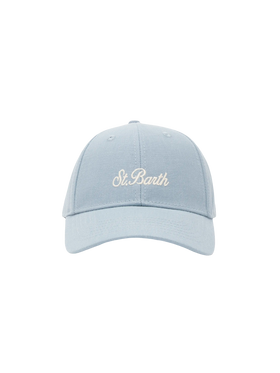 Light blue linen ball cap Baseball Jr with Saint Barth embroidery - MC2 Saint Barth