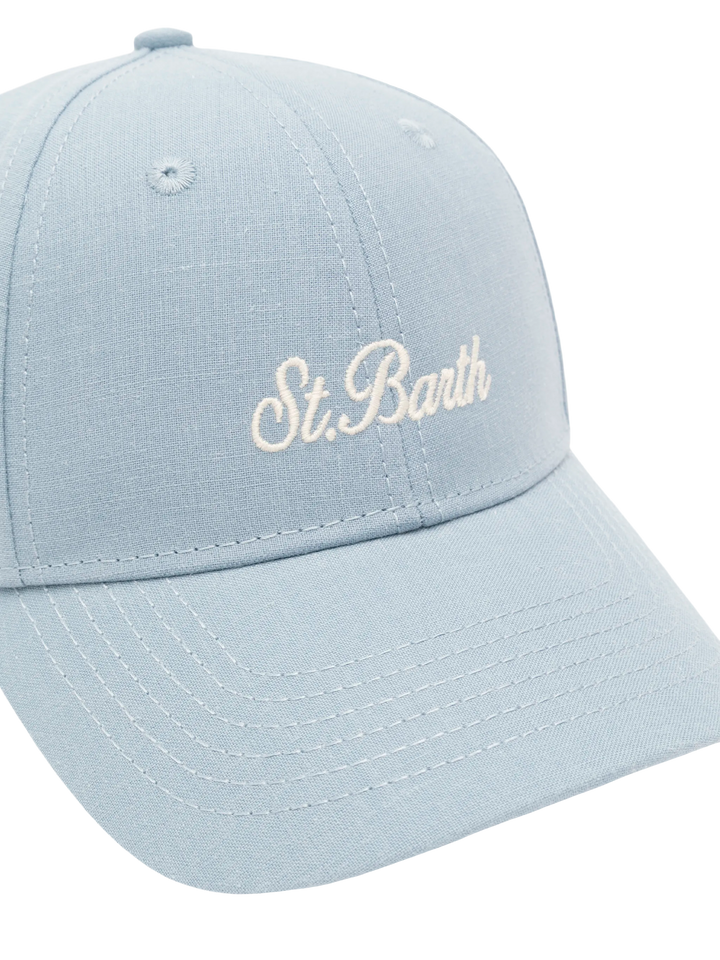 Light blue linen ball cap Baseball Jr with Saint Barth embroidery - MC2 Saint Barth