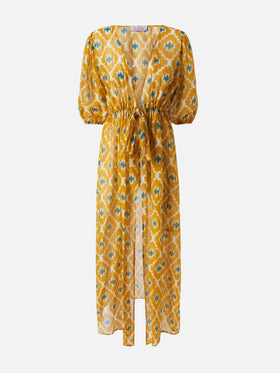 Abito lungo in cotone e seta