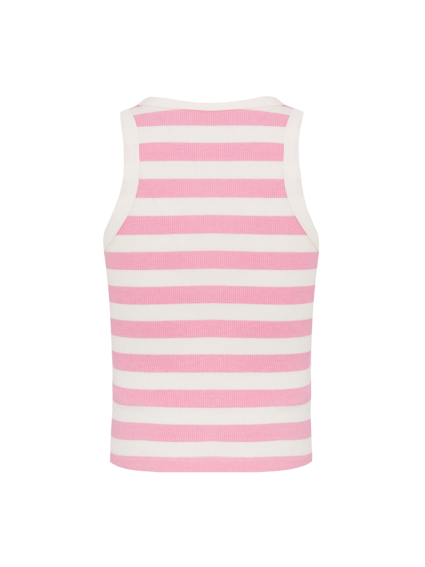 Blue Jr pink striped rib-knit cotton crop tank with embroidery - MC2 Saint Barth