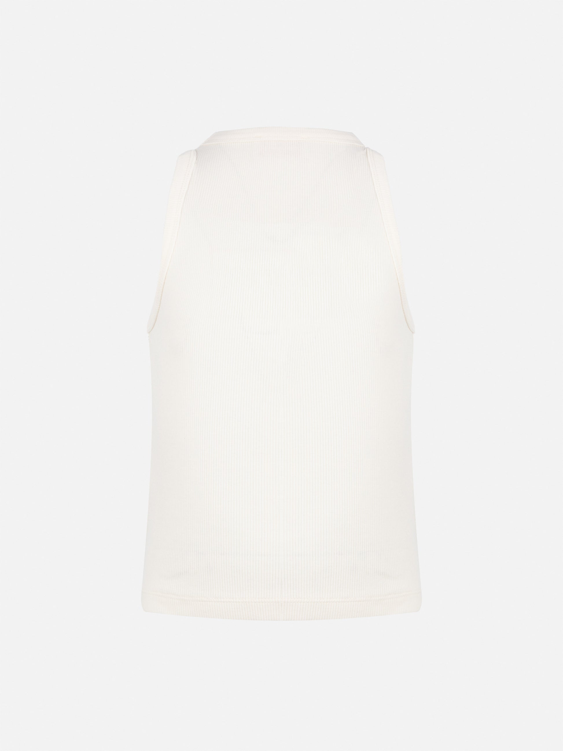 Blue Jr off-white rib-knit cotton crop tank with embroidery - MC2 Saint Barth