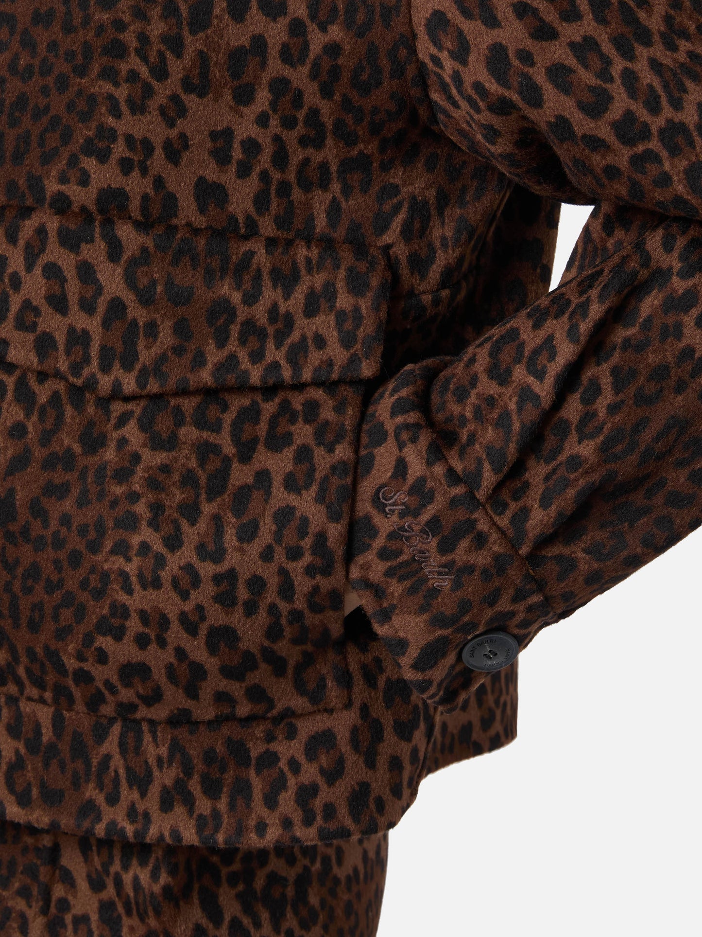 Giacca crop Bonnibell in tessuto double con stampa leopardata