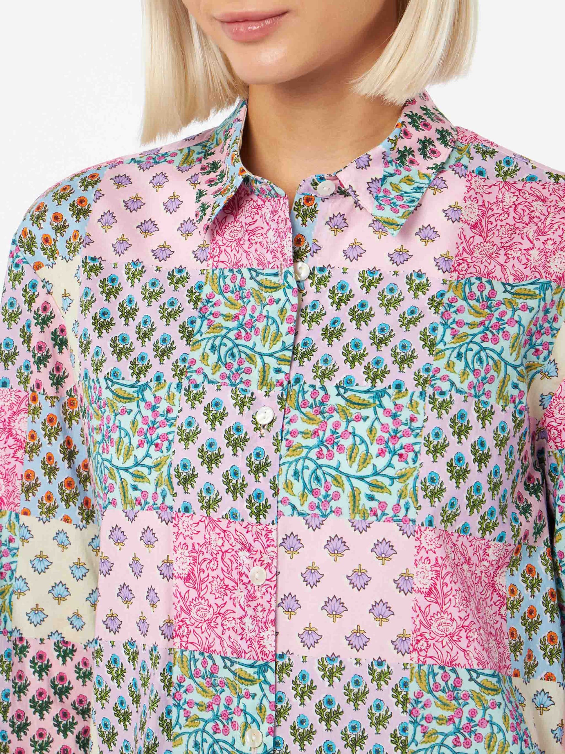 Woman cotton shirt Brigitte with flower print - MC2 Saint Barth