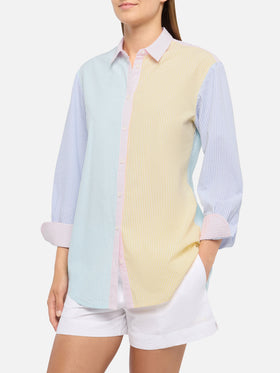 Brigitte Seersucker-Hemd mit Streifendruck und Saint Barth-Stickerei