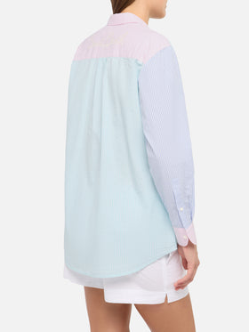 Brigitte Seersucker-Hemd mit Streifendruck und Saint Barth-Stickerei