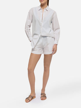 Brigitte white seersucker shirt with Saint Barth embroidery - MC2 Saint Barth