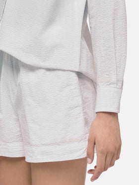Brigitte white seersucker shirt with Saint Barth embroidery - MC2 Saint Barth