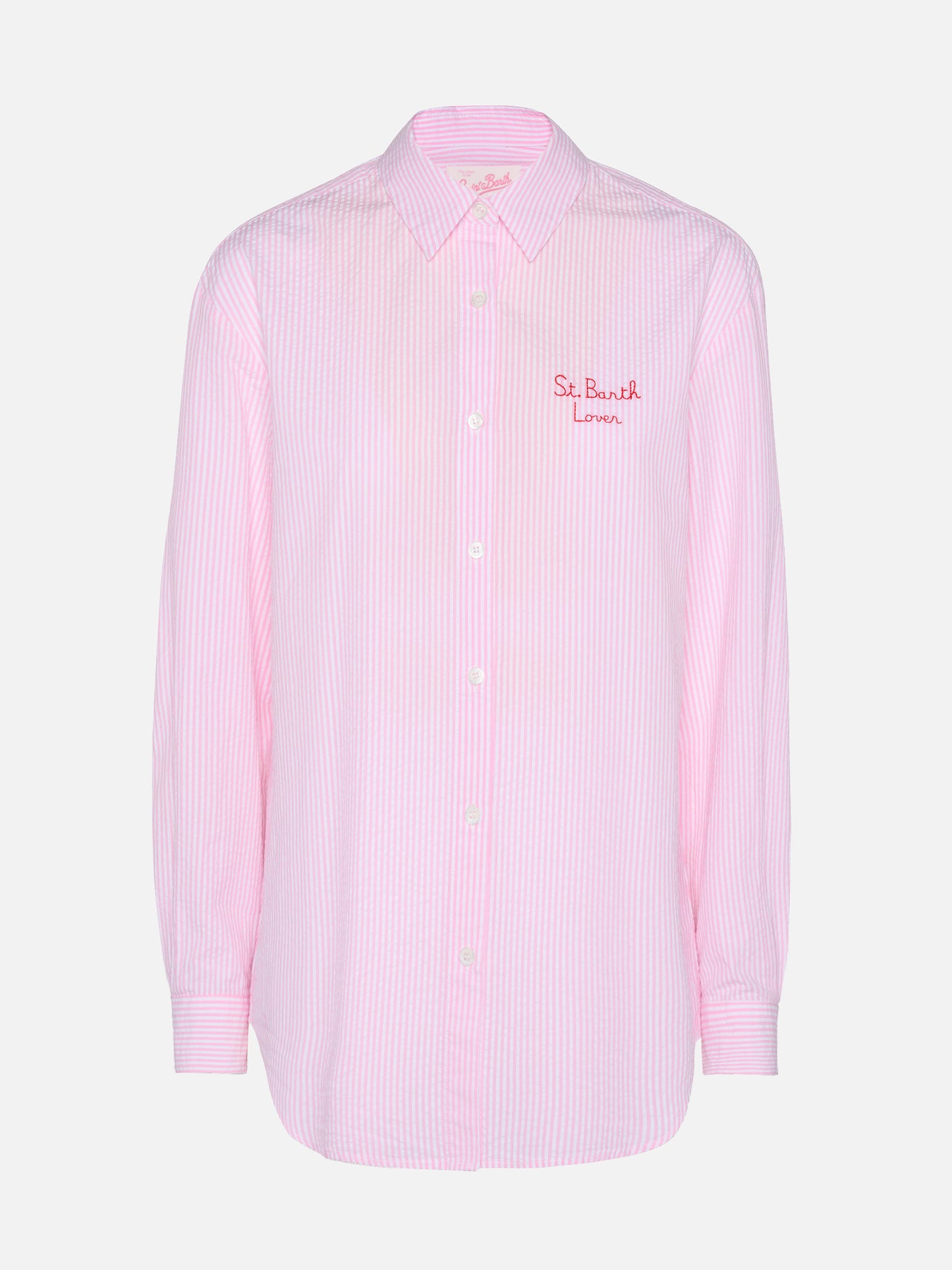 Brigitte striped seersucker shirt with Snoopy print