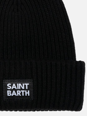 Kid black ribbed beanie Berry with Saint Barth patch - MC2 Saint Barth