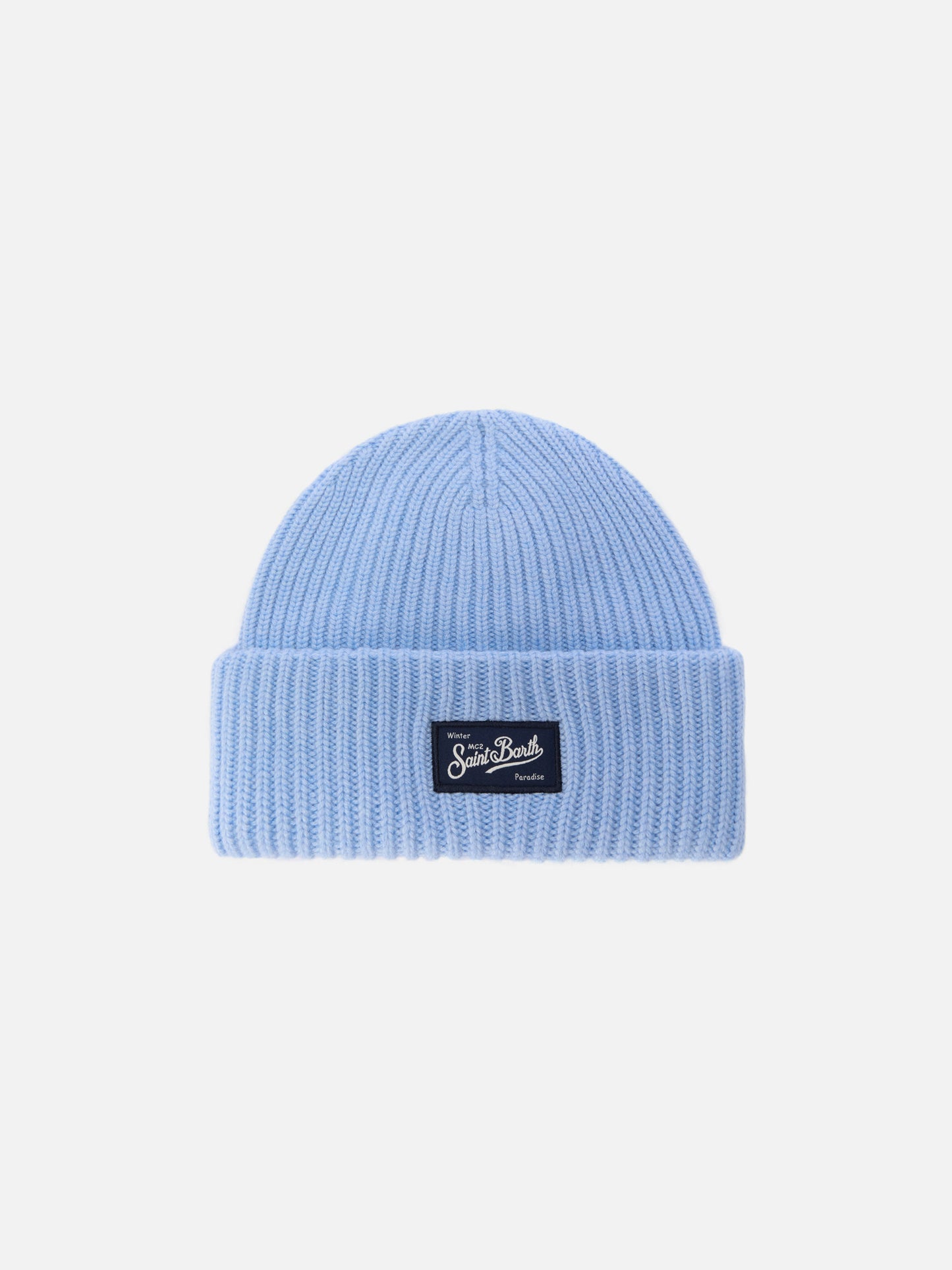 Berretto Berry W a coste in misto cashmere azzurro