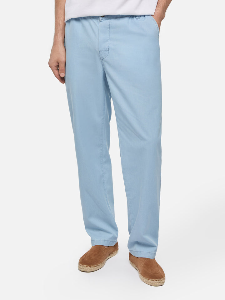 Calais Denim-Chambray-Hose in Blau mit Kordelzug