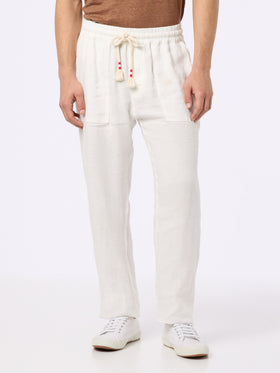 White linen pants Calais with drawstring - MC2 Saint Barth