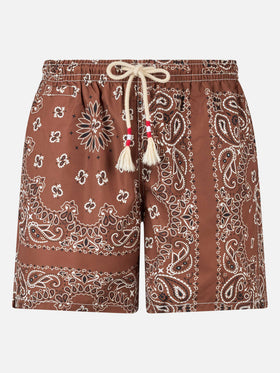 Man swim shorts with brown bandanna print - MC2 Saint Barth