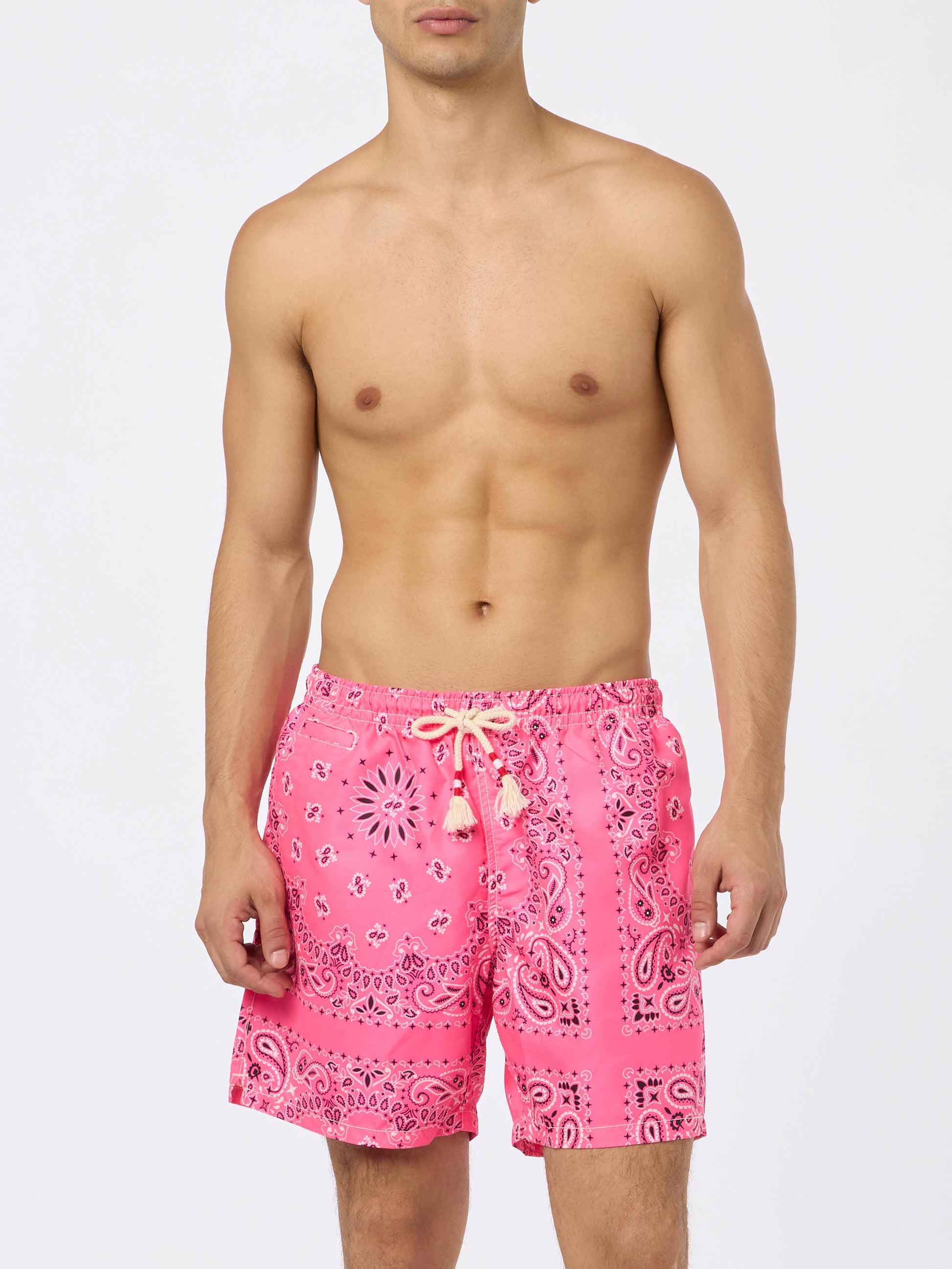 Man swim shorts with pink bandanna print - MC2 Saint Barth