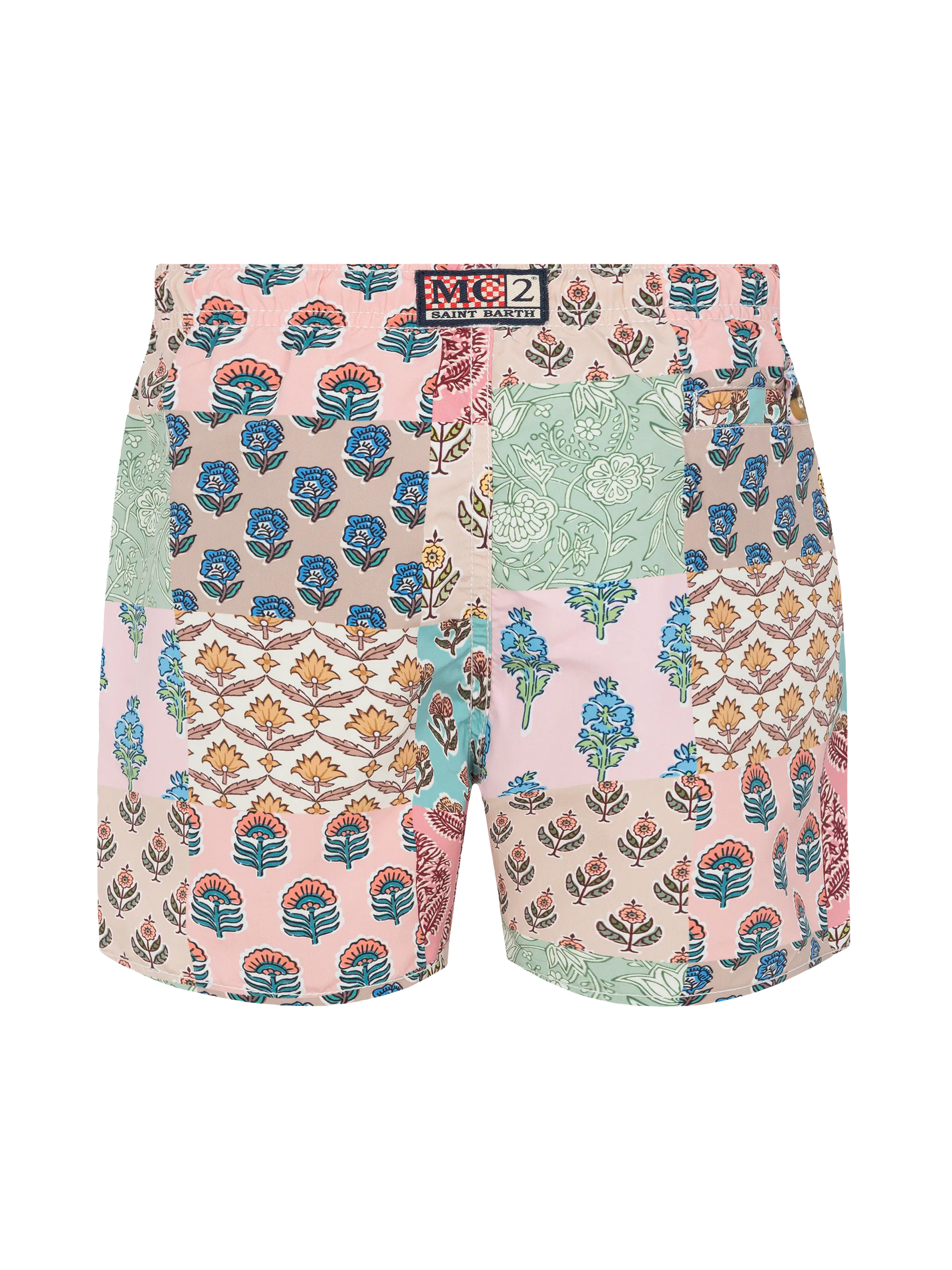 Mid-length swim-shorts Caprese Jr with flower patch print - MC2 Saint Barth