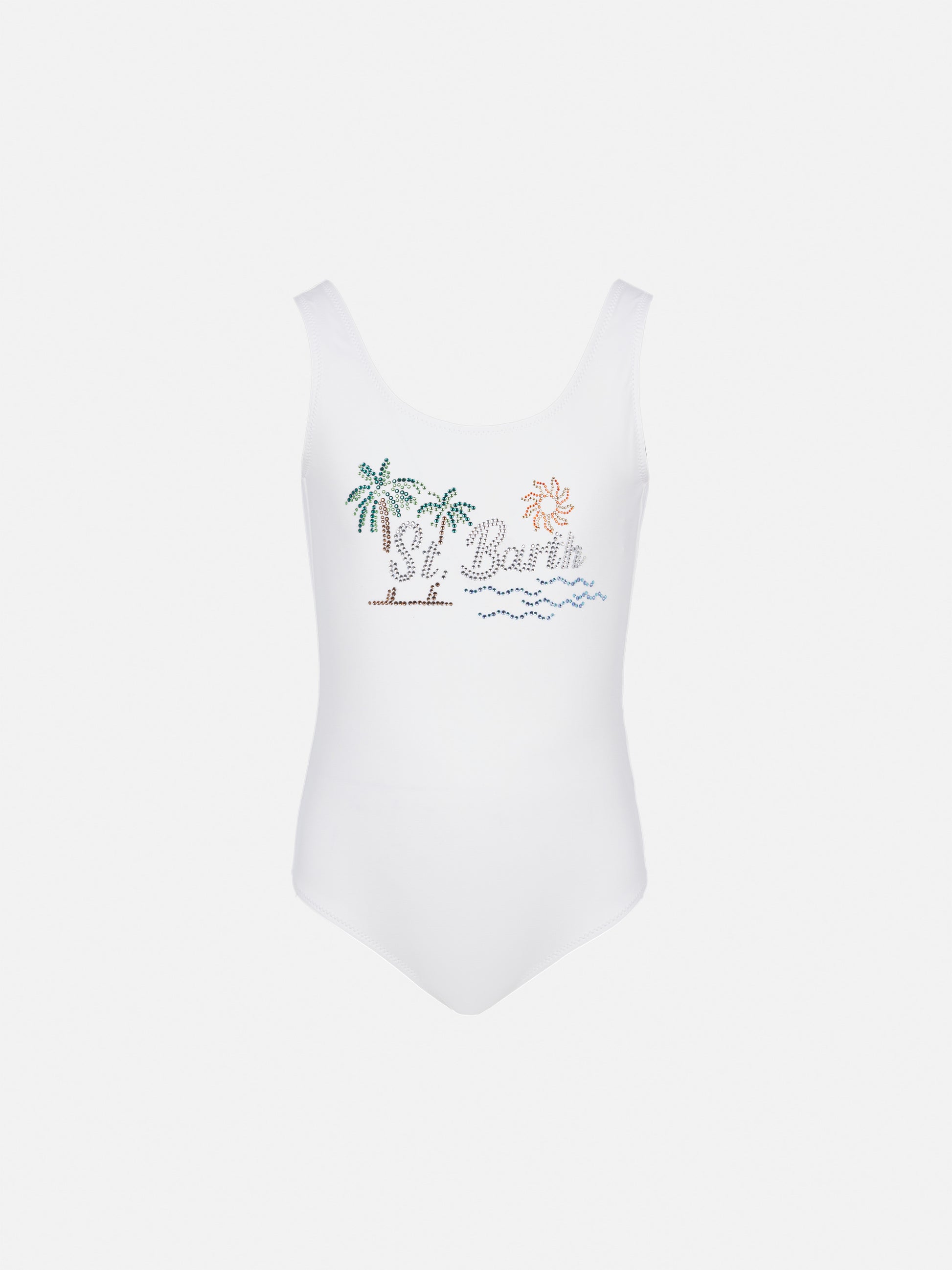 Cara one-piece swimsuit with St. Barth sunset rhinestone design - MC2 Saint Barth