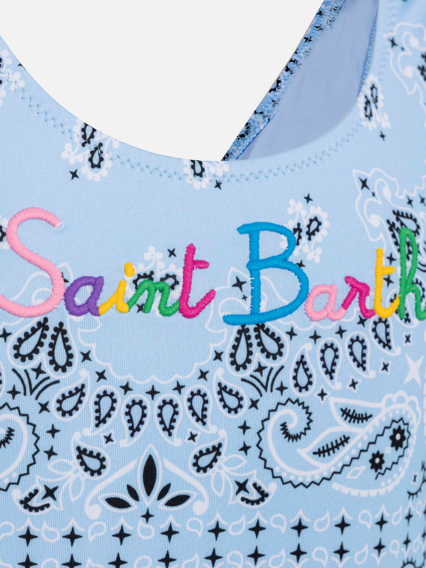 Cara Einteiler Badeanzug mit hellblauem Bandanna-Print