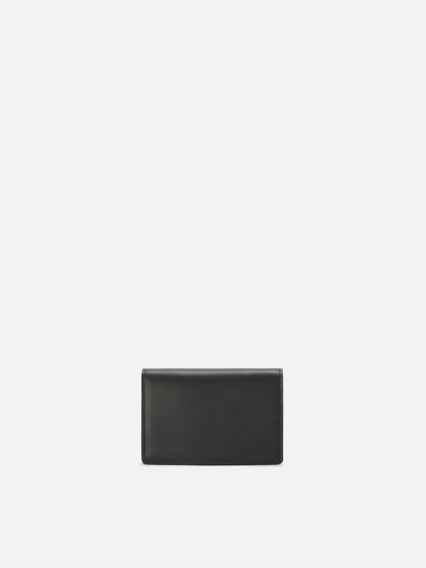Black smooth leather card holder with metal logo