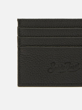 Card Holder in black grained leather