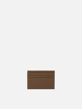 Card Holder in brown grained leather