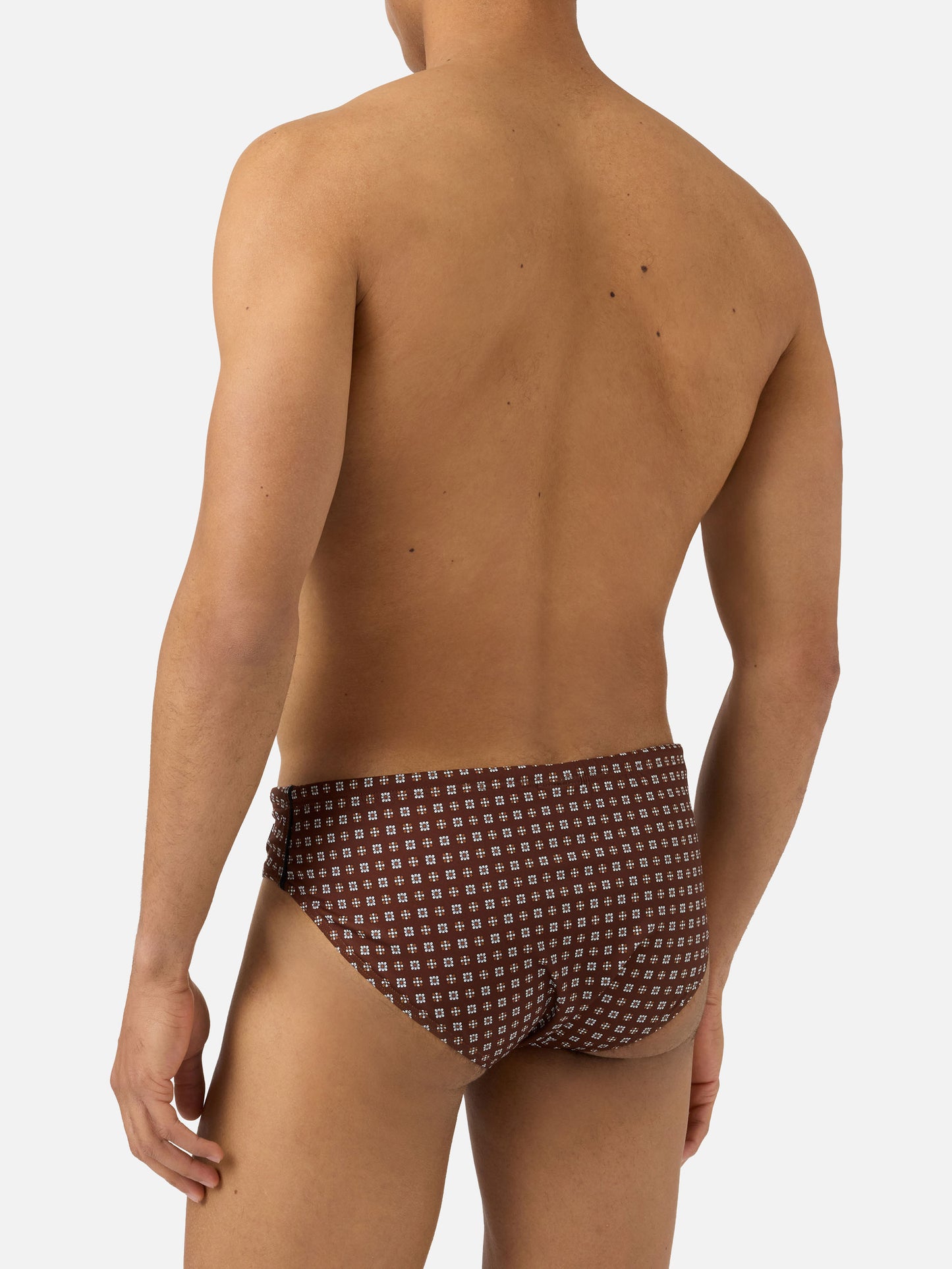 Slip de bain Cayo marron uni avec imprimé géométrique