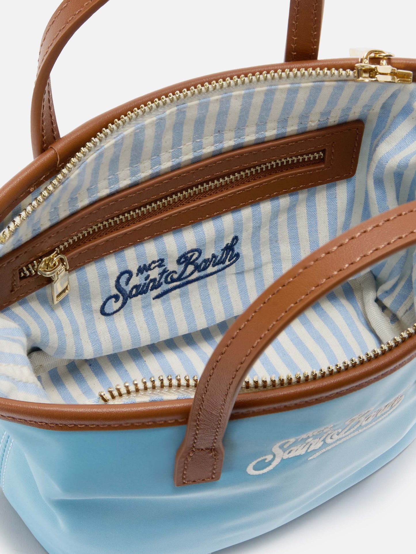 Borsa City mini in nylon azzurra