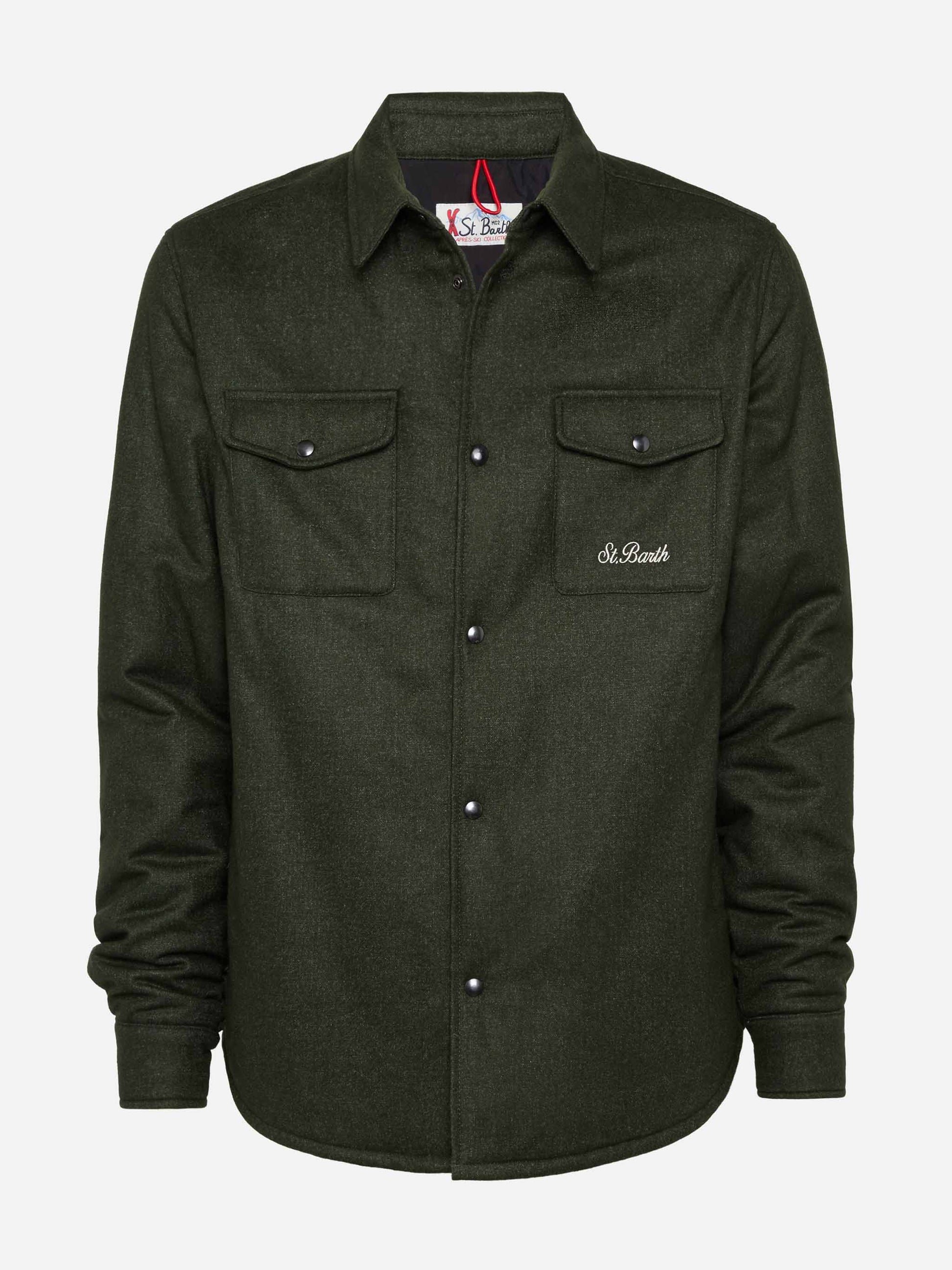 Wooly green overshirt Chalet with St. Barth embroidery - MC2 Saint Barth